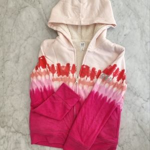 Pink tie dye GAP fleece zip up hoodie